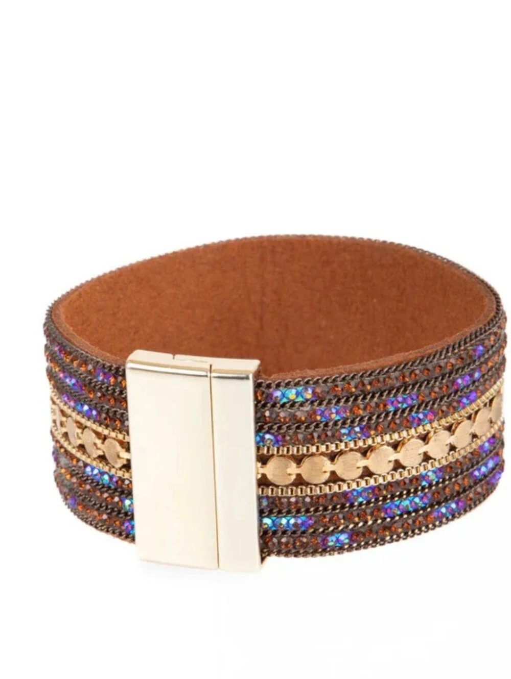 SAACHI  Light Shimmering Glistening Crystal Bracelet In Rust NWT$60